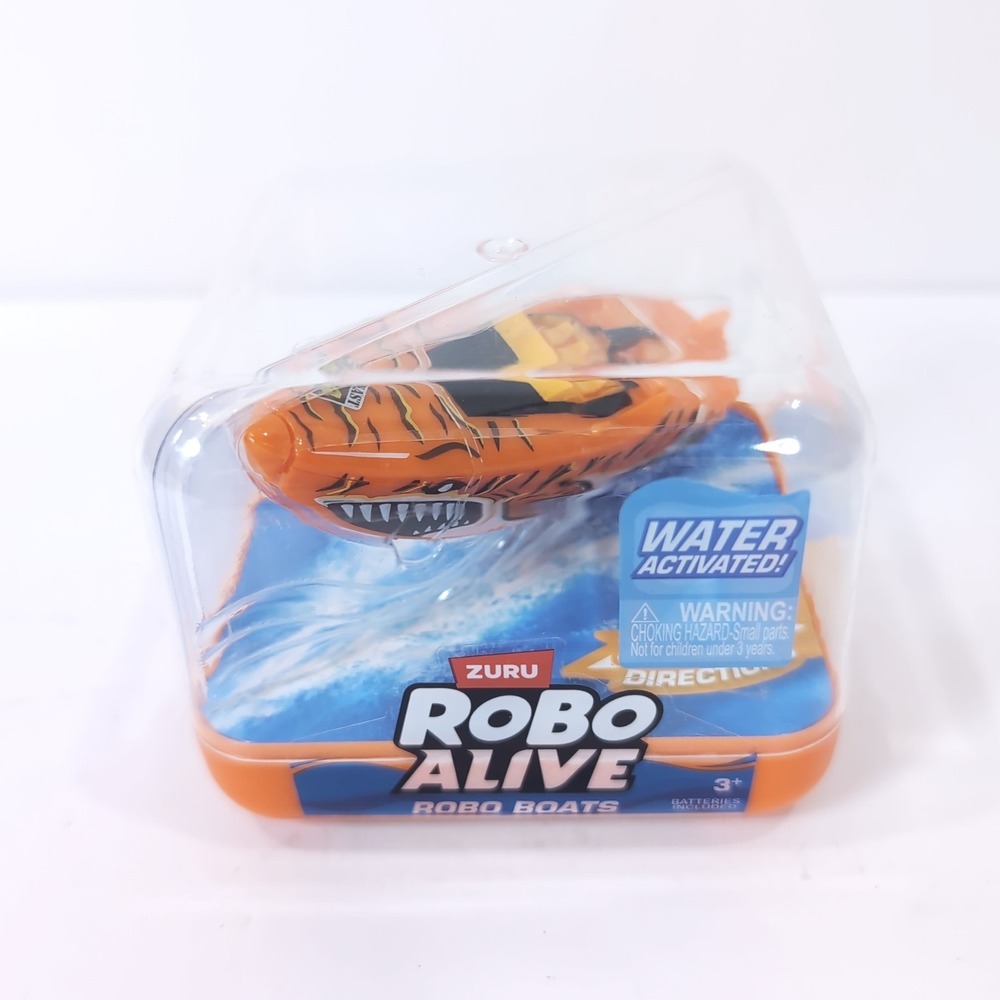Zuru Robo Alive Robo Boat Orange Robotic‎ Water Activated Shark Face